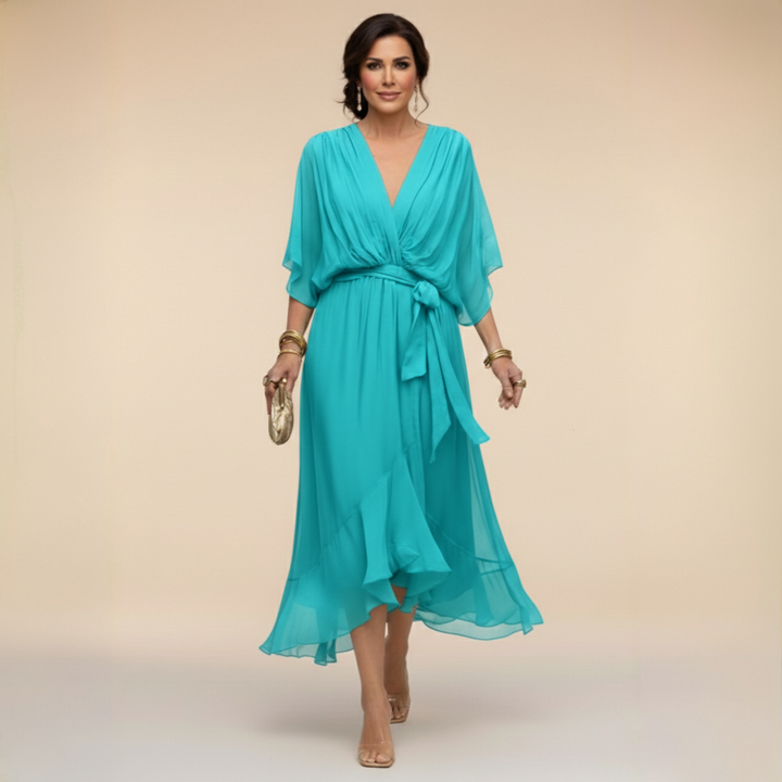 Marta | Chiffon Φόρεμα με V-λαιμόκοψη