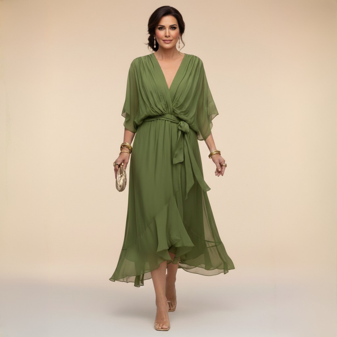 Marta | Chiffon Φόρεμα με V-λαιμόκοψη