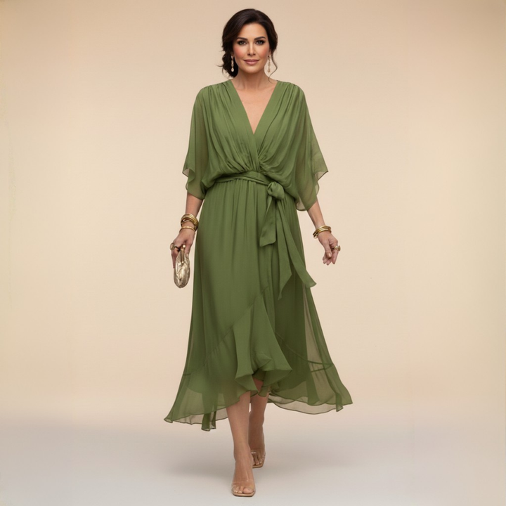 Marta | Chiffon Φόρεμα με V-λαιμόκοψη