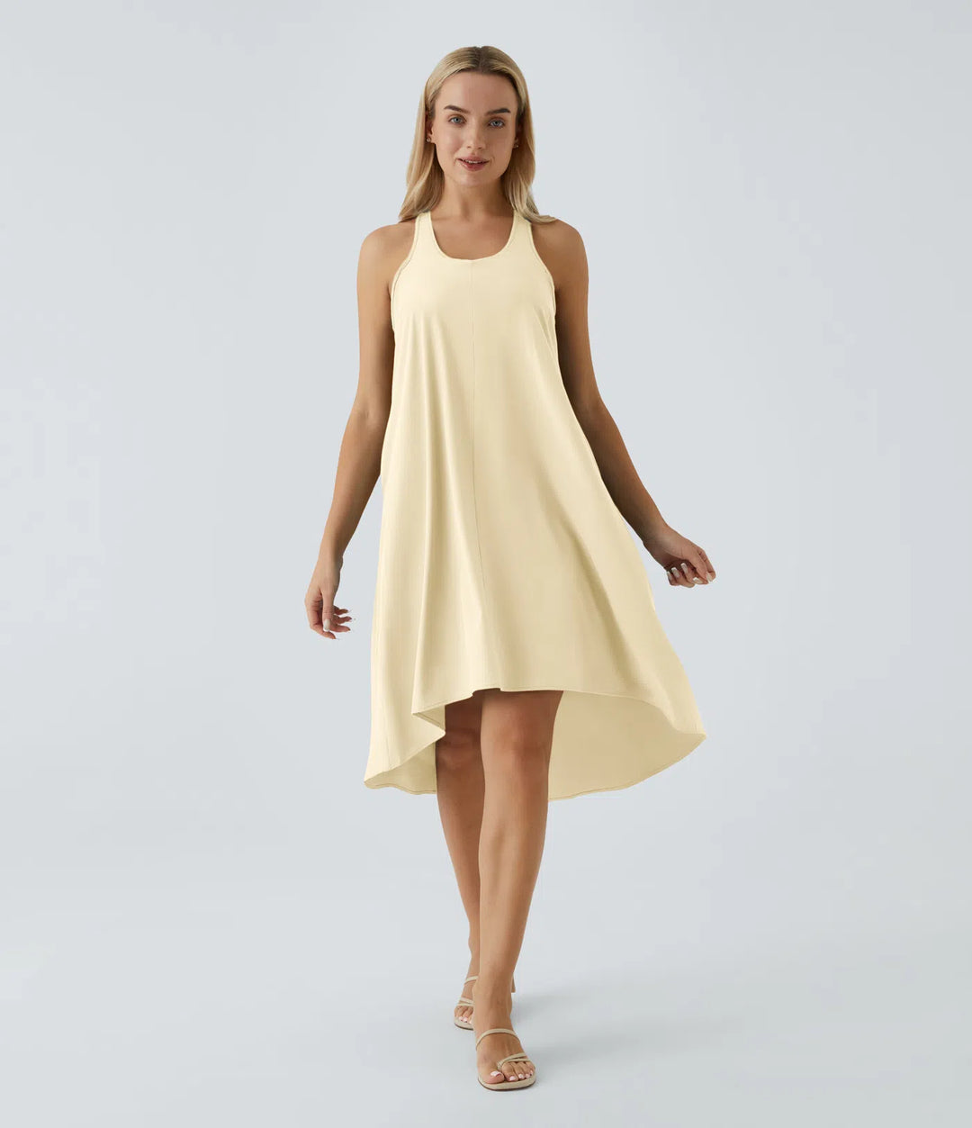 Breezeful™ Αέρινο Midi Φόρεμα με Ανοιχτή Πλάτη, Racerback Σχέδιο, Πλαϊνές Τσέπες και Ύφασμα Γρήγορου Στεγνώματος
