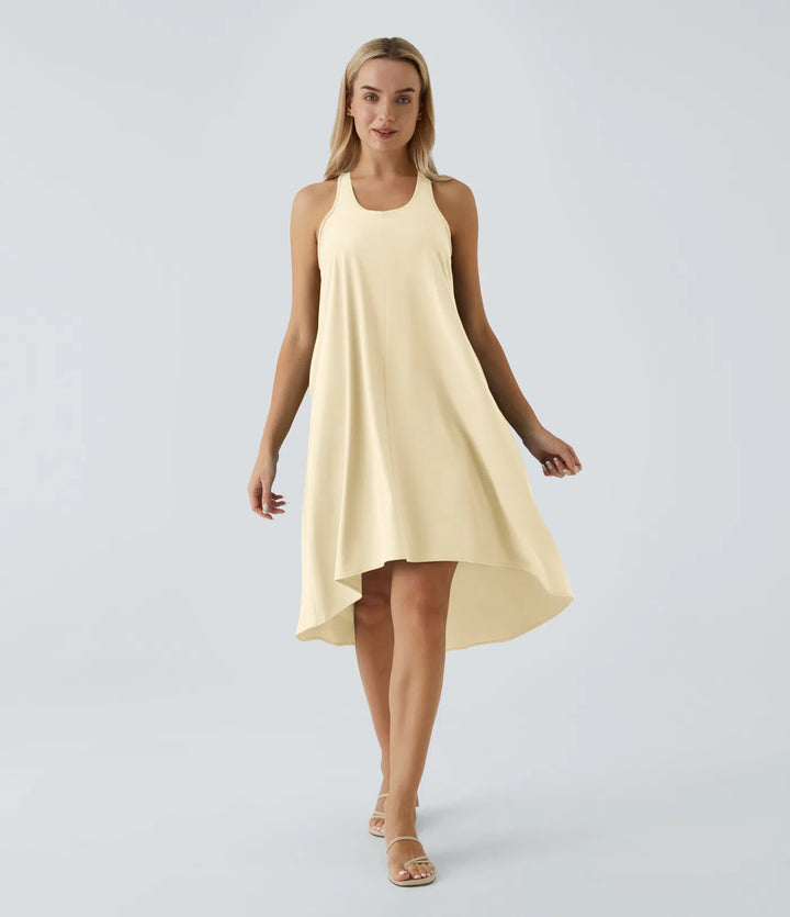 Breezeful™ Αέρινο Midi Φόρεμα με Ανοιχτή Πλάτη, Racerback Σχέδιο, Πλαϊνές Τσέπες και Ύφασμα Γρήγορου Στεγνώματος