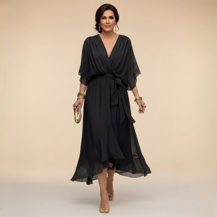 Marta | Chiffon Φόρεμα με V-λαιμόκοψη