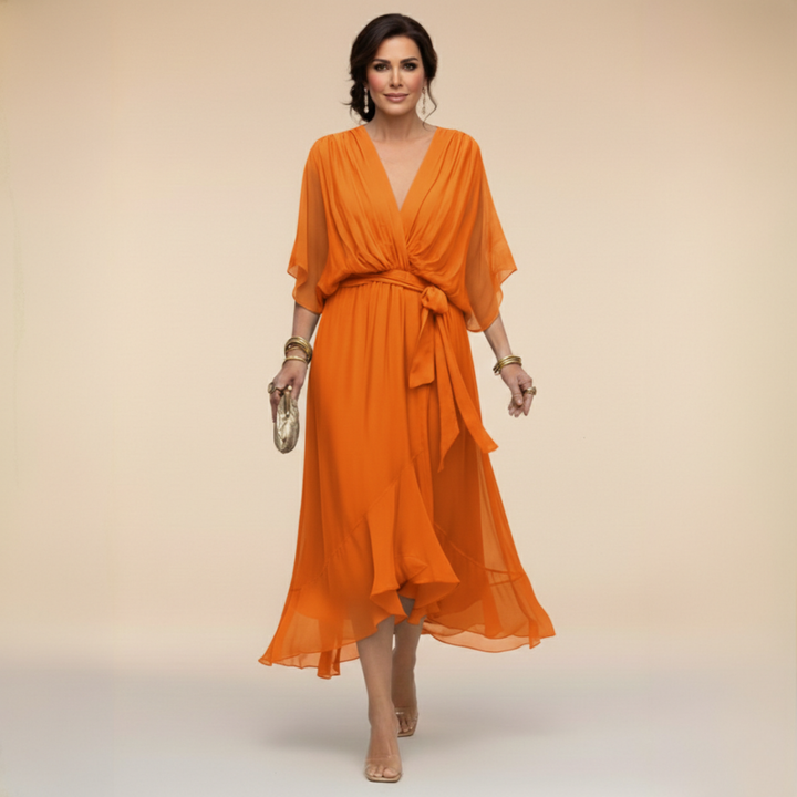 Marta | Chiffon Φόρεμα με V-λαιμόκοψη
