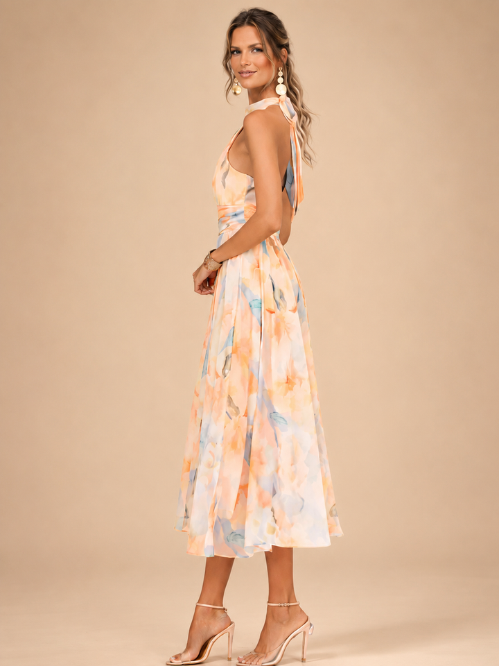 Aurora | Μίντι Φόρεμα Halter με Ακουαρέλα