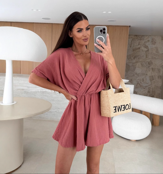 Elegant Women’s Wrap Mini Dress – Casual Chic Summer Outfit