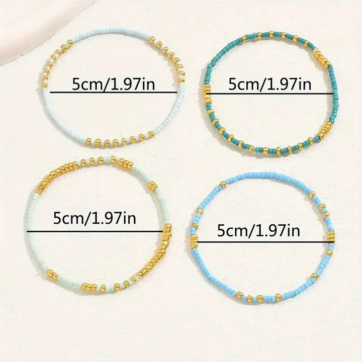 Set de brățări din perle turcoaz chic bohemian