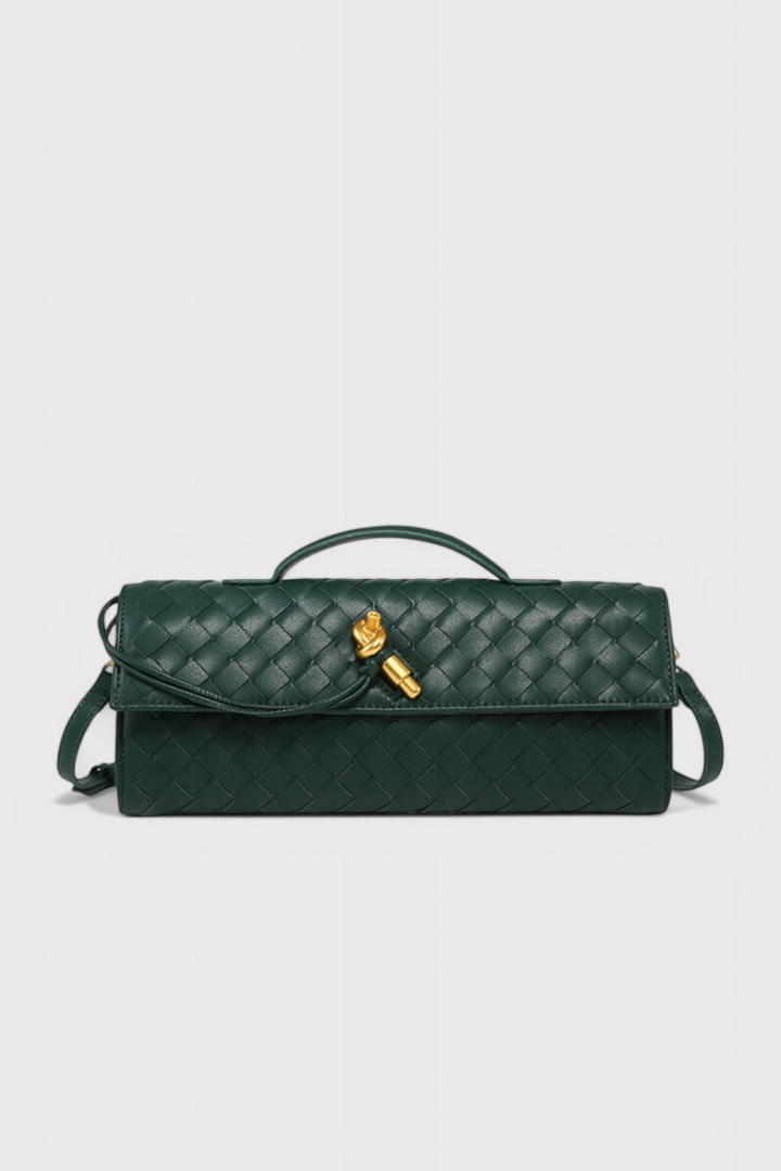 Τσάντα Clutch Melanie με Λεπτομέρεια Χρυσού Κόμπου