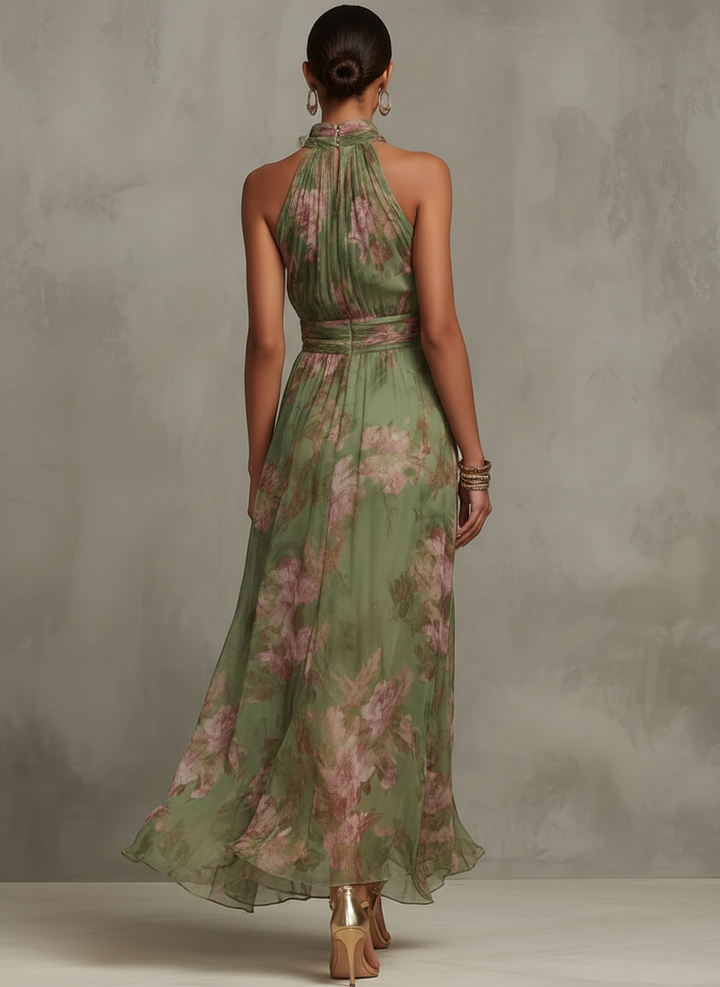 Beatrice | Πράσινο Floral Maxi Φόρεμα