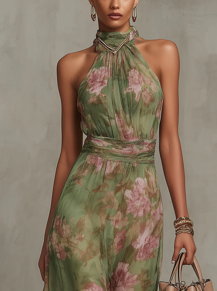 Beatrice | Πράσινο Floral Maxi Φόρεμα
