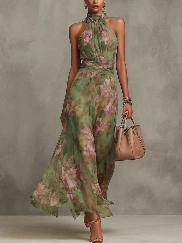 Beatrice | Πράσινο Floral Maxi Φόρεμα