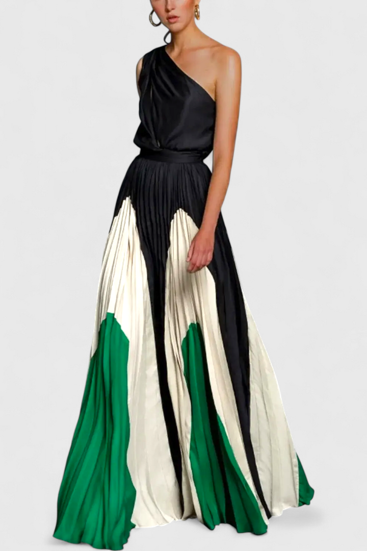 Antía Maxi Φόρεμα Off-Shoulder με Κομψή Στάμπα