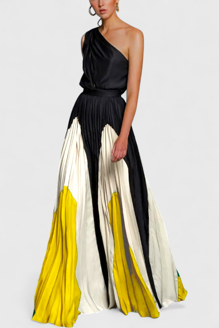 Antía Maxi Φόρεμα Off-Shoulder με Κομψή Στάμπα